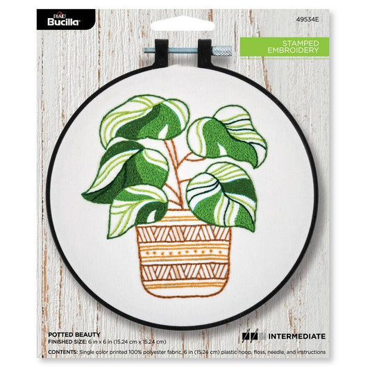 Bucilla® Stamped Embroidery Kit - Potted Beauty 6"